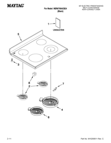 Cooktop Parts Diagram and Parts List for MER6755ACB24  Maytag Range