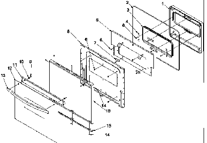 Oven Door Diagram and Parts List for AOES2730E-P1132357NE  Amana Wall Oven