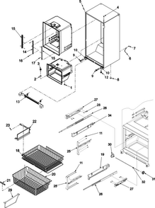 Interior Cabinet & Freezer Shelving Diagram and Parts List for ABR2533FES0  Amana Refrigerator