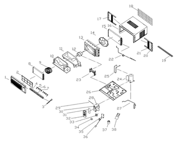 Cabinet Parts Diagram and Parts List for AW-08CR1FMW  Admiral Air Conditioner
