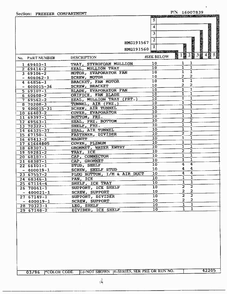 Freezer Compartment Page 2 Diagram and Parts List for HMG191560  Admiral Refrigerator