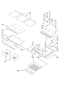 Shelf Parts Diagram and Parts List for JFI2089AEB2  Jenn-Air Refrigerator