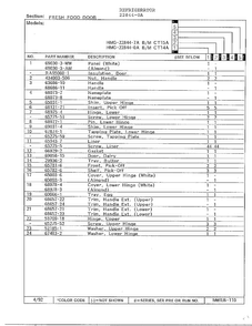 Fresh Food Door Page 2 Diagram and Parts List for 22844-0A  Admiral Refrigerator