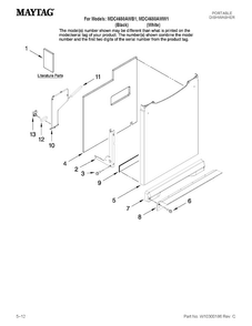 Door And Panel Parts Diagram and Parts List for MDC4650AWW1  Maytag Dishwasher