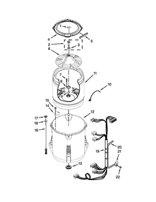 Basket And Tub Parts Diagram and Parts List for 4KMVWX505BW0  Maytag Washer