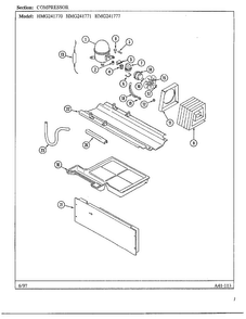 Compressor Diagram and Parts List for HMG241771  Admiral Refrigerator