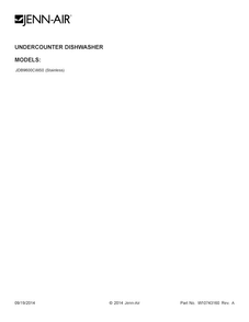 Cover Sheet Diagram and Parts List for JDB9600CWS0  Jenn-Air Dishwasher