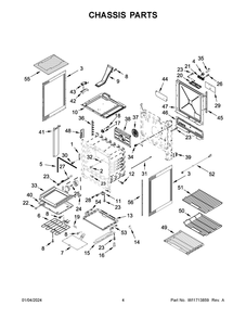 Chassis Parts Diagram and Parts List for JES1750ML1  Jenn-Air Range