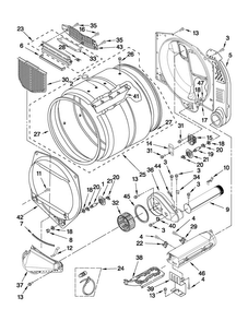 Upper And Lower Bulkhead Parts Diagram and Parts List for MLE24PDAGW1  Maytag Dryer