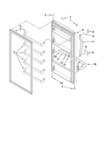Door Parts Diagram and Parts List for AQU1627BRW03  Amana Freezer