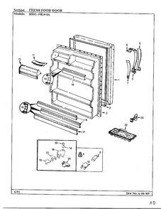 Fresh Food Door Diagram and Parts List for 19814-0A  Admiral Refrigerator