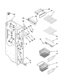 Freezer Liner Parts Diagram and Parts List for JCD2395WES00  Jenn-Air Refrigerator