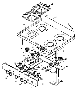 Open Top Burner Assembly Diagram and Parts List for RLN347UL P1142959NL Caloric Range