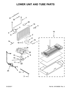 Lower Unit And Tube Parts Diagram and Parts List for JB36NXFXRE01  Jenn-Air Refrigerator