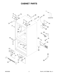 Cabinet Parts Diagram and Parts List for MRFF5033PZ02  Maytag Refrigerator