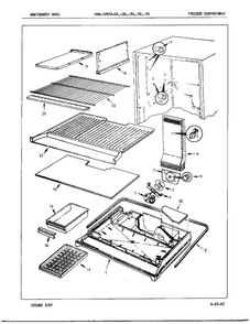 Freezer Compartment Diagram and Parts List for 19874A  Admiral Refrigerator