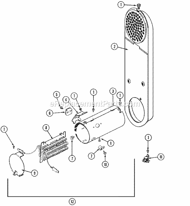 Part Location Diagram of 33001400 Whirlpool Heating Element - 240V