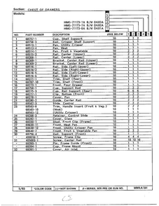 Chest Of Drawers Page 2 Diagram and Parts List for 21173-0A  Admiral Refrigerator