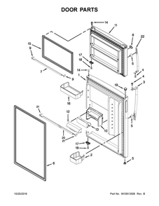 Door Parts Diagram and Parts List for 5VM1BXGFYA00  Maytag Refrigerator