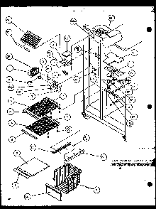 Freezer Shelving And Refrigerator Light Diagram and Parts List for SBD20K-P1117701W  Amana Refrigerator