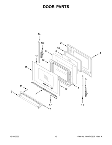 Door Parts Diagram and Parts List for MGR6600FB7  Maytag Range