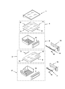 Refrigerator Shelf Parts Diagram and Parts List for JS42SEDUDB01  Jenn-Air Refrigerator