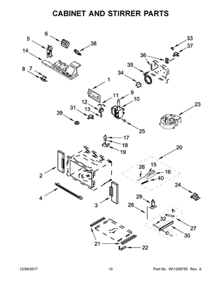 Cabinet And Stirrer Parts Diagram and Parts List for JMW2430DB02  Maytag Microwave Oven Combo