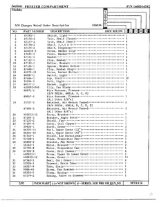 Freezer Compartment Page 2 Diagram and Parts List for 24712  Maytag Refrigerator