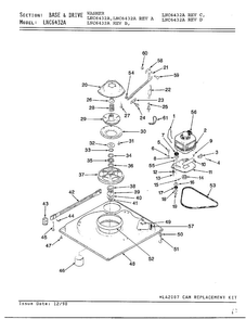 Base And Drive Parts Diagram and Parts List for 6432A  Norge Washer