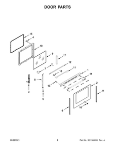 Door Parts Diagram and Parts List for YMER8800FW4  Maytag Range