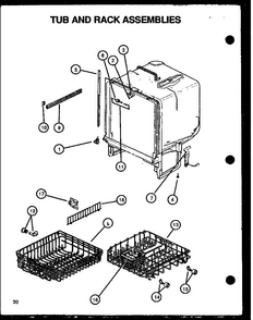 Tub And Rack Assemblies Diagram and Parts List for DUS600B P1139732NB Caloric Dishwasher