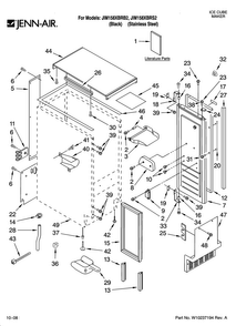 Cabinet Liner And Door Parts Diagram and Parts List for JIM158XBRS2  Jenn-Air Ice Maker