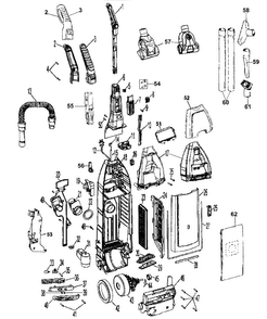 Main Body Diagram and Parts List for U6485-100  Hoover Upright Vacuum