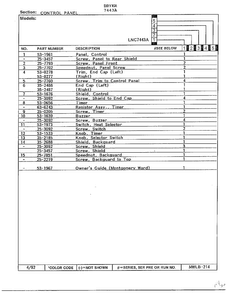 Control Panel Page 2 Diagram and Parts List for 7443A  Norge Dryer