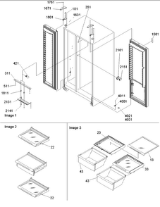 Lights, Hinges, Shelving Diagram and Parts List for AARS2304AC-PARS2304AC0  Amana Refrigerator
