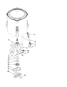 Gearcase, Motor And Pump Parts Diagram and Parts List for NTW4610YQ0  Amana Washer