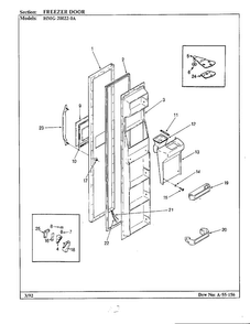 Freezer Door Diagram and Parts List for 20022-0A  Admiral Refrigerator