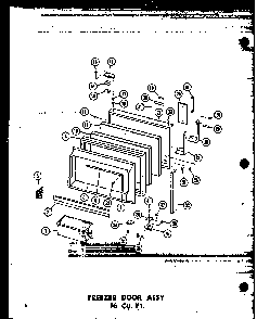 Freezer Door Assy 16 Cu. Ft. Diagram and Parts List for T16W-P60303-8W  Amana Refrigerator