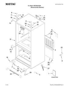 Cabinet Parts Diagram and Parts List for MFD2562VEM4  Maytag Refrigerator