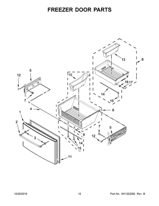 Freezer Door Parts Diagram and Parts List for MFT2772HEZ00  Maytag Refrigerator