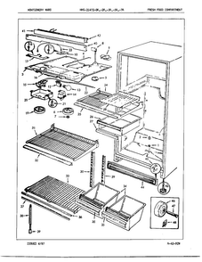Fresh Food Compartment Diagram and Parts List for 21472A  Admiral Refrigerator