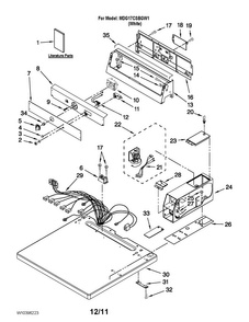 Top And Console Parts Diagram and Parts List for MDG17CSBGW1  Maytag Dryer