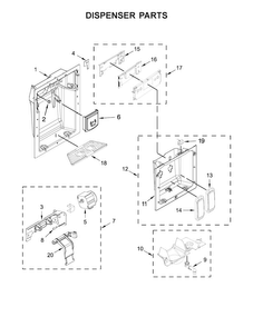 Dispenser Parts Diagram and Parts List for JS48SSDUDE01  Jenn-Air Refrigerator