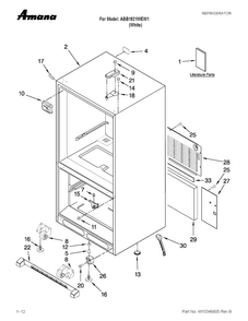 Cabinet Parts Diagram and Parts List for ABB1921WEW1  Amana Refrigerator