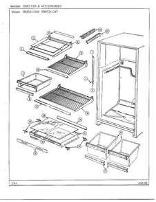 Shelves And Accessories Diagram and Parts List for 211240  Admiral Refrigerator