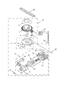 Pump, Washarm And Motor Parts Diagram and Parts List for MDB8959SFZ0  Maytag Dishwasher
