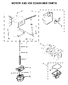 Motor And Ice Container Parts Diagram and Parts List for 1064651335710  Kenmore Refrigerator