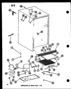 Compressor/ice Maker Parts Diagram and Parts List for TM14D-P73953-23W  Amana Refrigerator