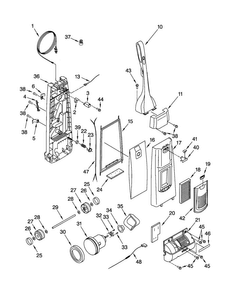 Dust Compartment And Motor Diagram and Parts List for 11630412000  Kenmore Upright Vacuum