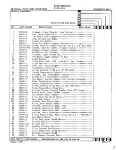 Fresh Food Compartment Page 2 Diagram and Parts List for 21504-0A  Admiral Refrigerator